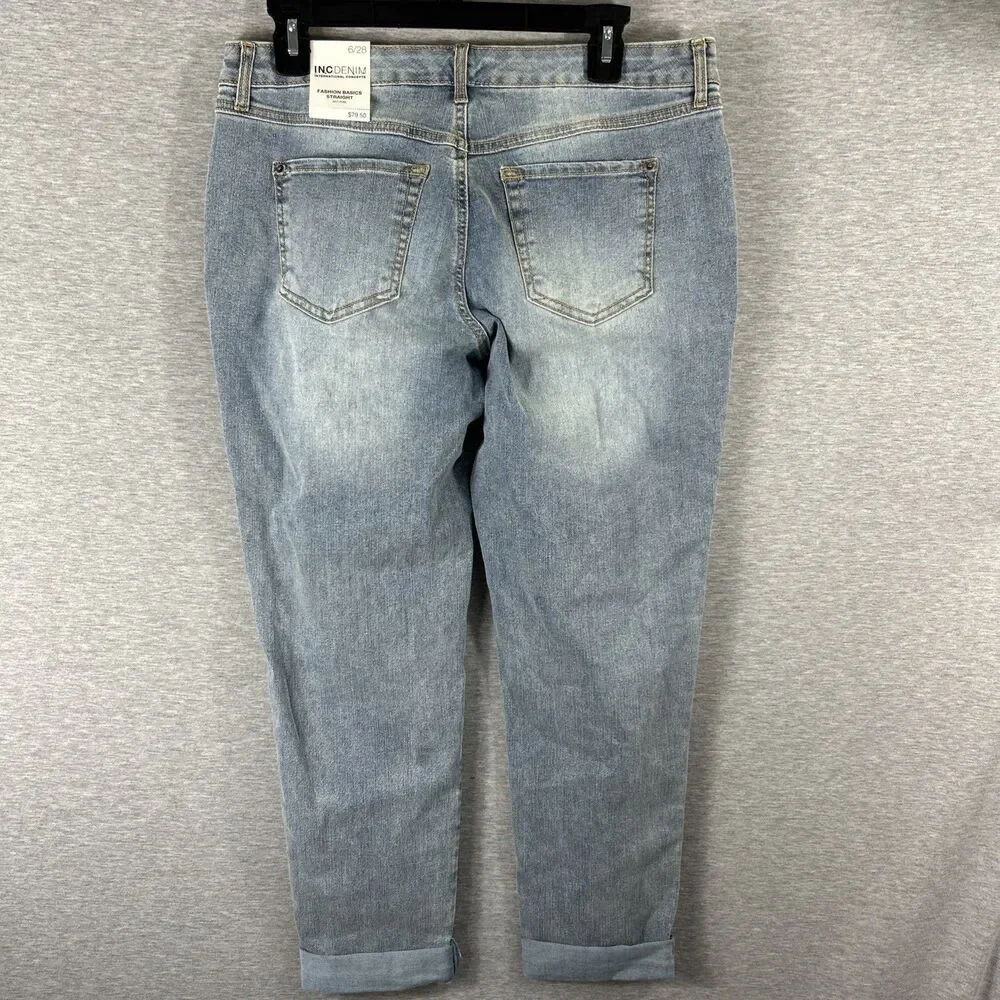 Inc Denim Mid Rise Straight 6/28 Rolled Cuff - Picture 8 of 15